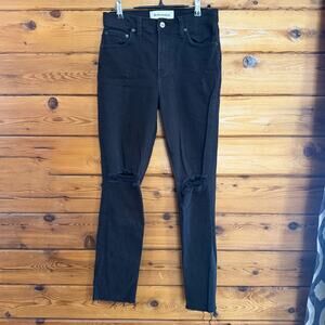 Reformation Black Distressed Jeans 25
